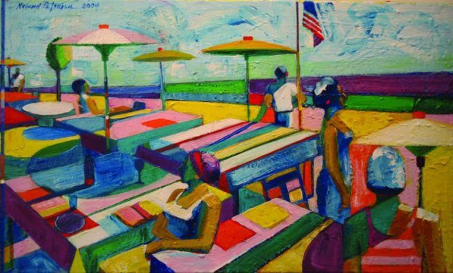 "Picnic with 6 figures and flag", by Roland Petersen (2004)
